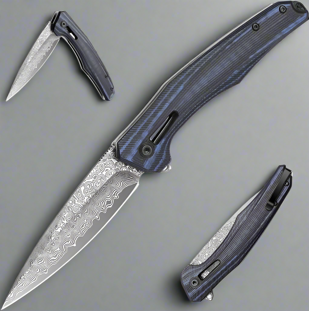 Erebus Japanese Gentleman's Knife with VG-10 Damascus, G10 Handle & Leather Sheath