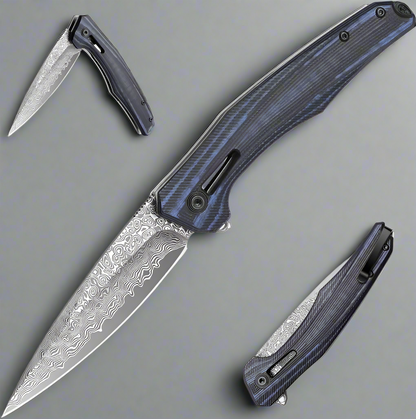 Erebus Japanese Gentleman's Knife with VG-10 Damascus, G10 Handle & Leather Sheath