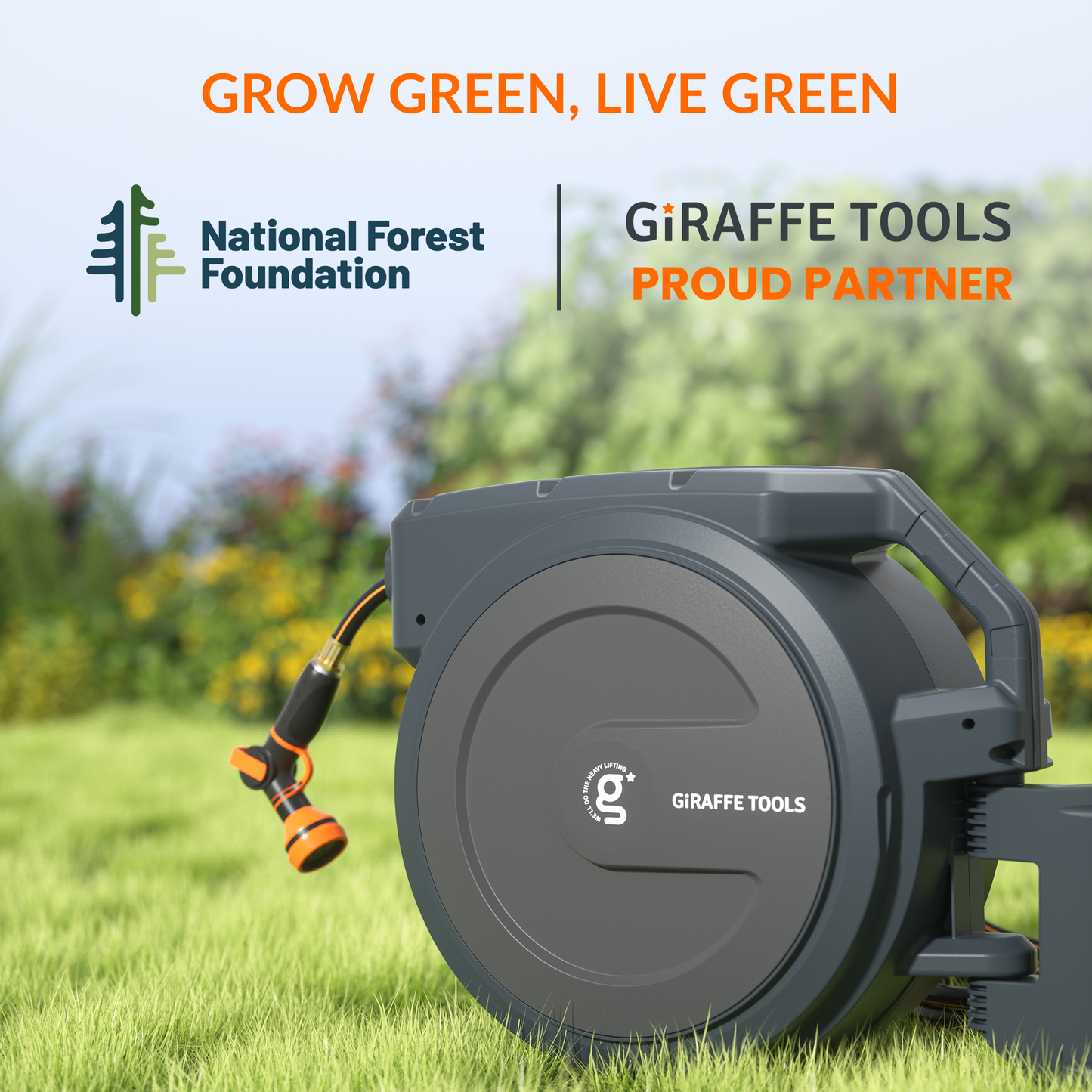 Giraffe Tools Retractable Garden Hose Reel-1/2in-78ft