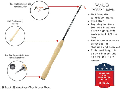 Tenkara Fly Fishing Kit, 8 ft Rod| Wild Water Fly Fishing