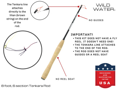 Tenkara Fly Fishing Kit, 8 ft Rod| Wild Water Fly Fishing