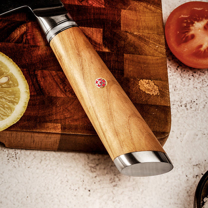 HyperEdge Damascus Chef Knife with Pine Cone Handle & Sheath