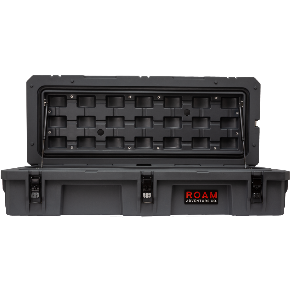 ROAM 95L Rugged Case — large low-profile durable storage box shown with open lid