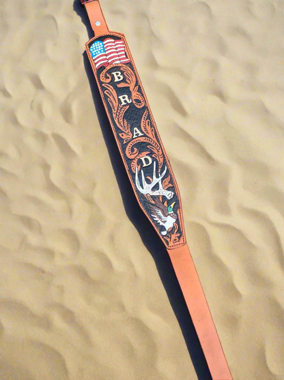 Custom Handmade Tooled Rifle Sling - Personalized