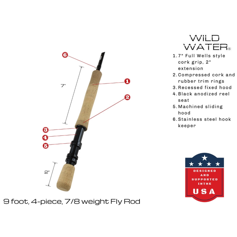 CNC Fly Reel Fly Fishing Kit, 7/8wt Rod | 9ft | 4-piece | Wild Water Fly Fishing