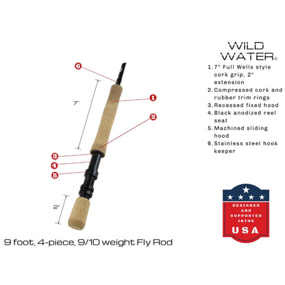 Deluxe Fly Fishing Kit, 9/10wt Rod | 9ft | 4piece | Wild Water Fly Fishing