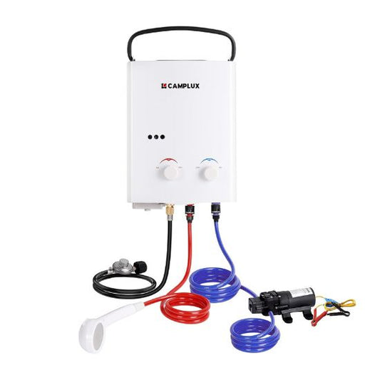 Camplux Propane Off-Grid Portable Water Heater for RV, Trailer & Camper - White