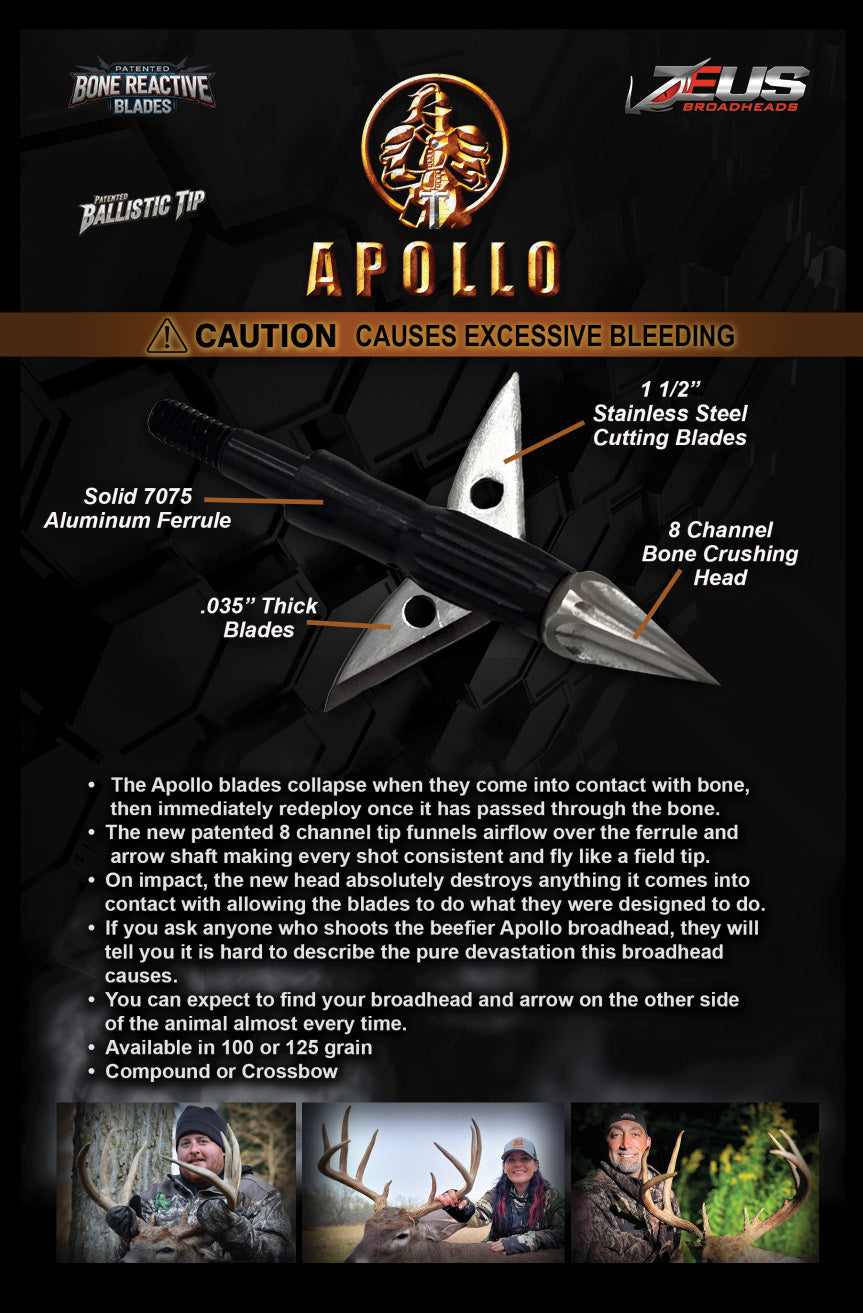 APOLLO 100 GRAIN BROADHEADS (3 PACK)(FORMERLY HERA)