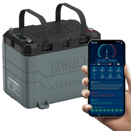 Epoch 24V 100Ah LiFePO4 Lithium Battery - Bluetooth, Heating, Waterproof