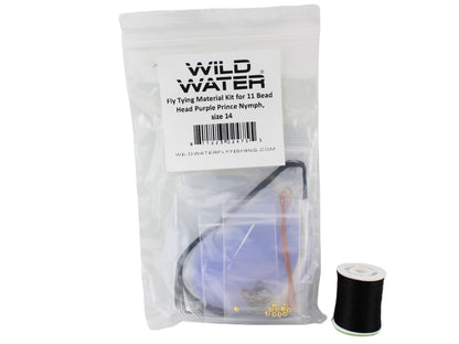 Bead Head Purple Prince Nymph Fly Tying Material Kit, size 14 | Wild Water Fly Fishing