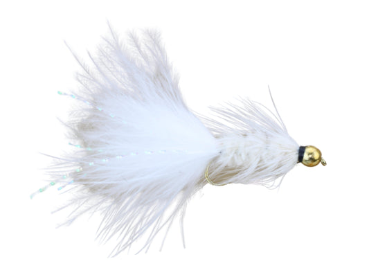 Wooly Bugger w/ Bead Head, Size 10 | White | Qty. 6 | Wild Water Fly Fishing