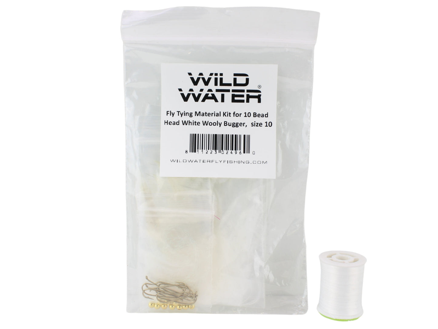 Bead Head White Wooly Bugger Fly Tying Material Kit, size 10 | Wild Water Fly Fishing