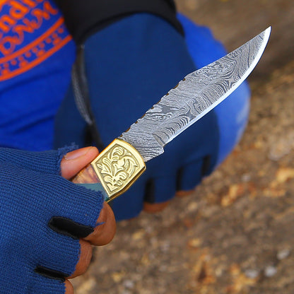 Flashblade Handmade Damascus Best EDC Pocket Knife with Leather Sheath & Olive Wood Handle