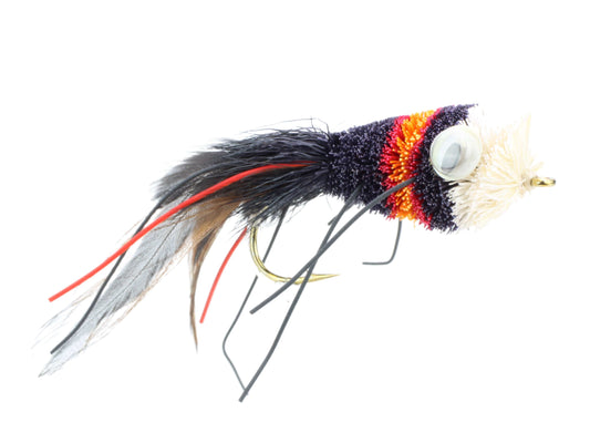 Deer Hair Bass Bug, size 2 | Black | Red | Orange | Qty. 2 | Wild Water Fly Fishing