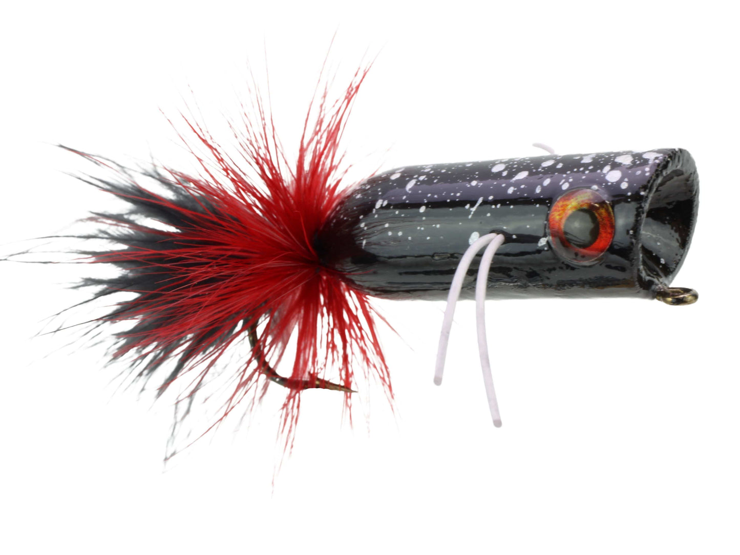 Mini Bass Popper, Size1/0 | Red and Black | Qty. 4 | Wild Water Fly Fishing