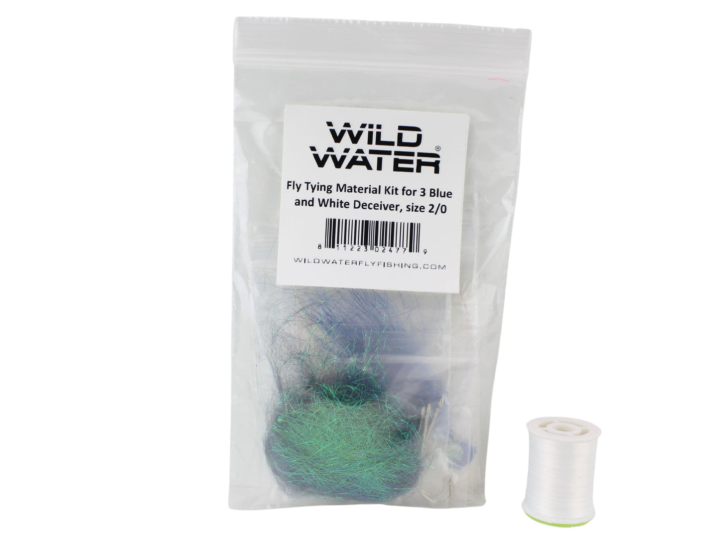 Blue and White Deceiver Fly Tying Material Kit, size 2/0 | Wild Water Fly Fishing