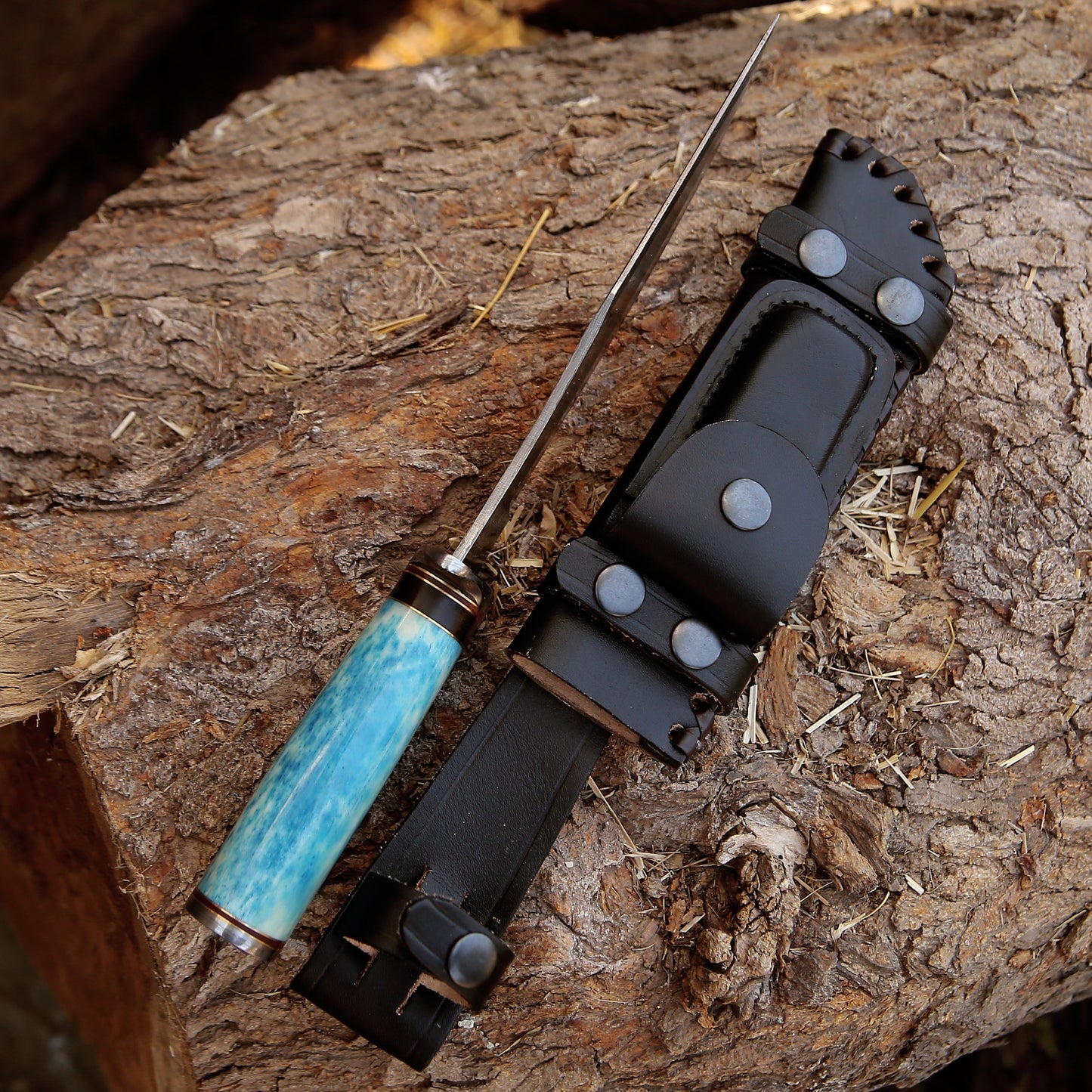 Ultimatum Bowie Knife with Exotic Camel Bone Handle & Sheath