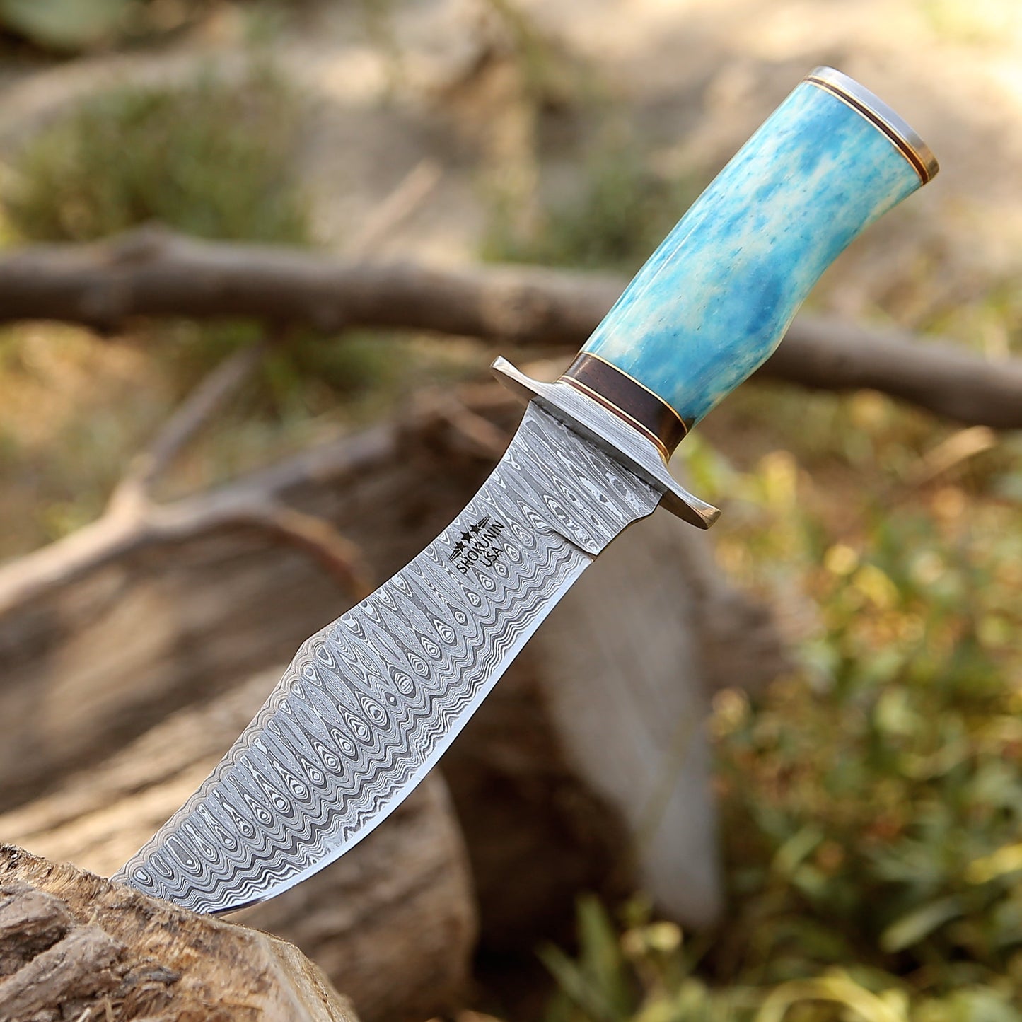 Ultimatum Bowie Knife with Exotic Camel Bone Handle & Sheath