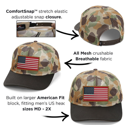 All Mesh Flag Cap Vintage WW2 Camo Wax Cloth Visor