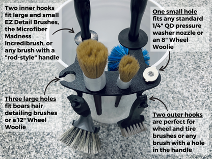 BucketCaddy - Wheel, Tire, & Detailing Brush Organizer for 5-gallon and 6-gallon Car Wash Buckets