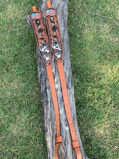 Custom Handmade Tooled Rifle Sling - Personalized