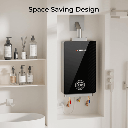 3.18 GPM Indoor Tankless Water Heater Propane with Wall Thimble, Black