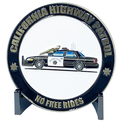 EE-003 California Highway Patrol Civil Unrest Riot CHP No Free Rides Police Car Cruiser Trooper Challenge Coin