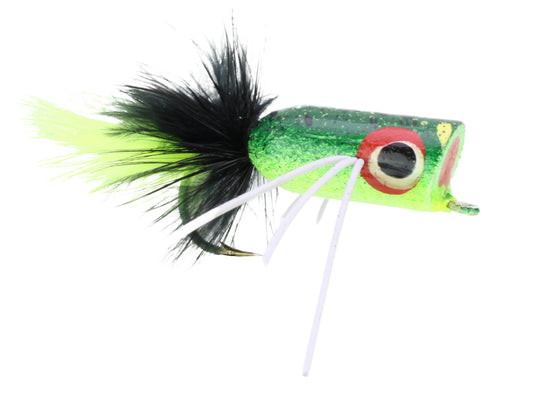 Bass Popper, Size 2 | Camo Frog Pattern | Qty. 4 | Wild Water Fly Fishing