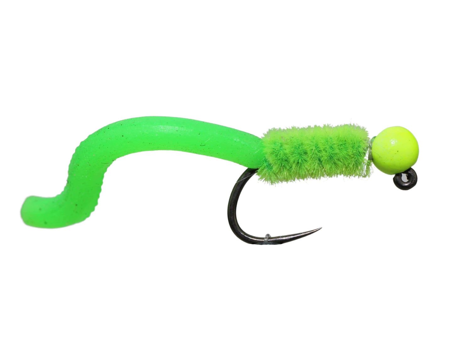 Tungsten Bead Head Squirmy Worm, Size 12 | Chartreuse | Qty. 6 | Wild Water Fly Fishing