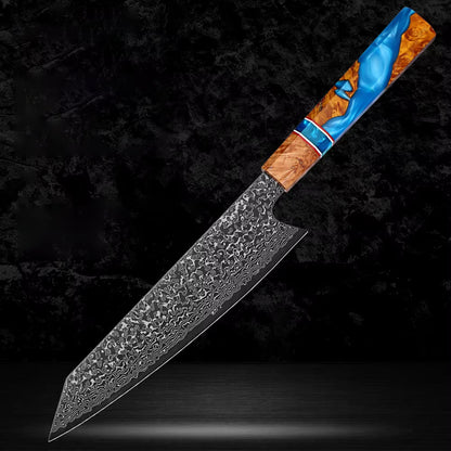 Serene Chef Knife with Exotic Olive Wood Burl & Resin Handle
