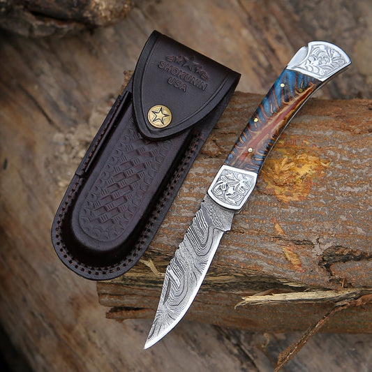 Striker Custom Folding Knife with Pine Cone Handle