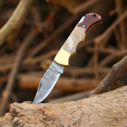 Expedition Custom Pocket Knife with Exotic Rose Wood & Resin Scales