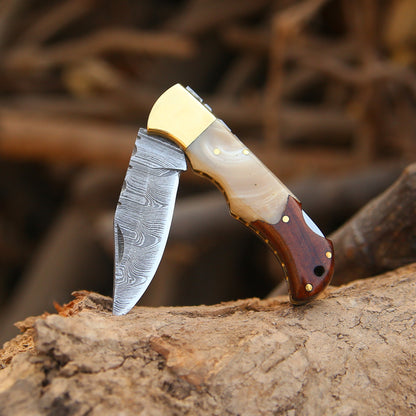 Expedition Custom Pocket Knife with Exotic Rose Wood & Resin Scales