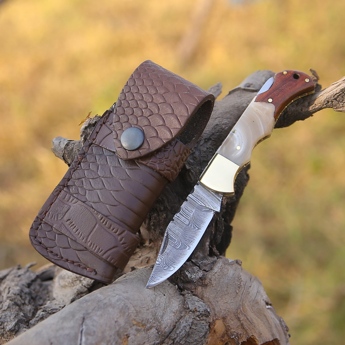 Expedition Custom Pocket Knife with Exotic Rose Wood & Resin Scales