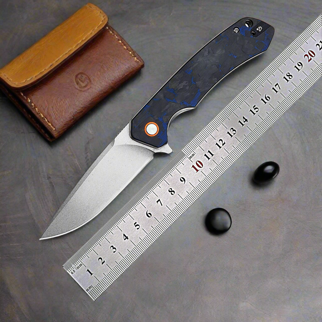 Ranger D2 Steel EDC Pocket Knife with G10 Handle & Leather Case