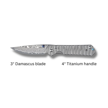 Diamond Japanese EDC Pocket Knife with VG10 Damascus Blade, Titanium Handle & Sheath