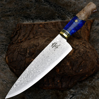 Shinobi VG10 Damascus Chef Knife 8" with Exotic Olive Wood Handle