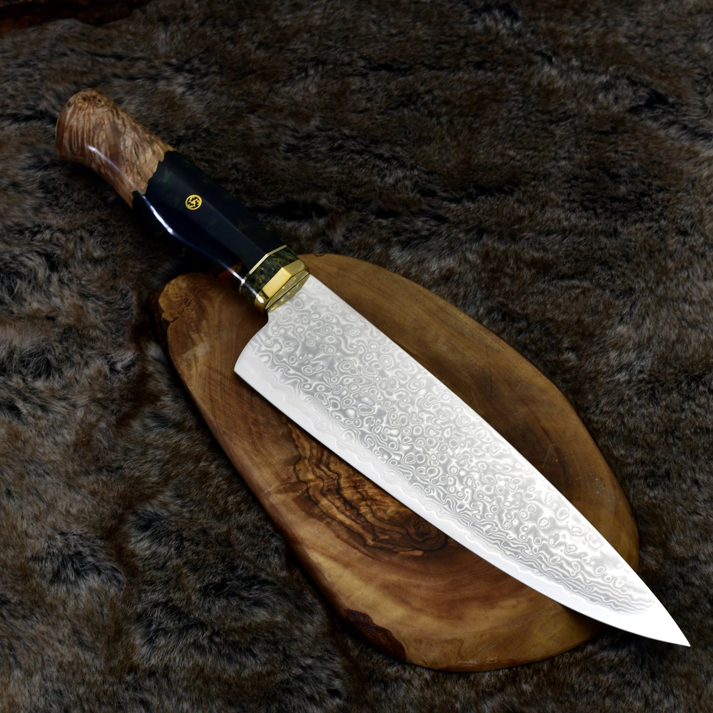 Shinobi VG10 Handmade Damascus Chef Knife with Exotic Olive Wood Handle