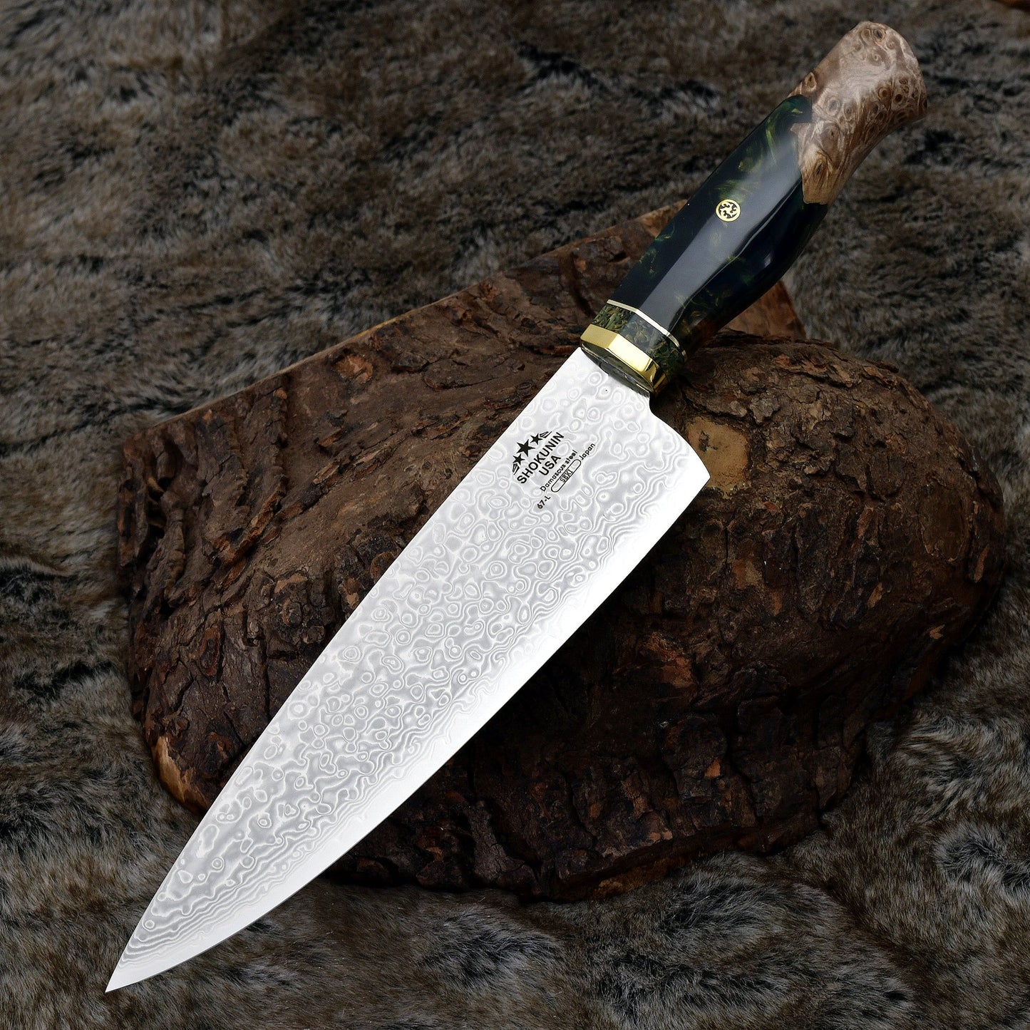 Shinobi VG10 Handmade Damascus Chef Knife with Exotic Olive Wood Handle