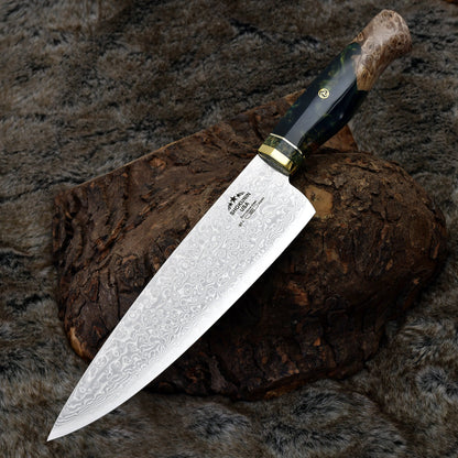 Shinobi VG10 Handmade Damascus Chef Knife with Exotic Olive Wood Handle