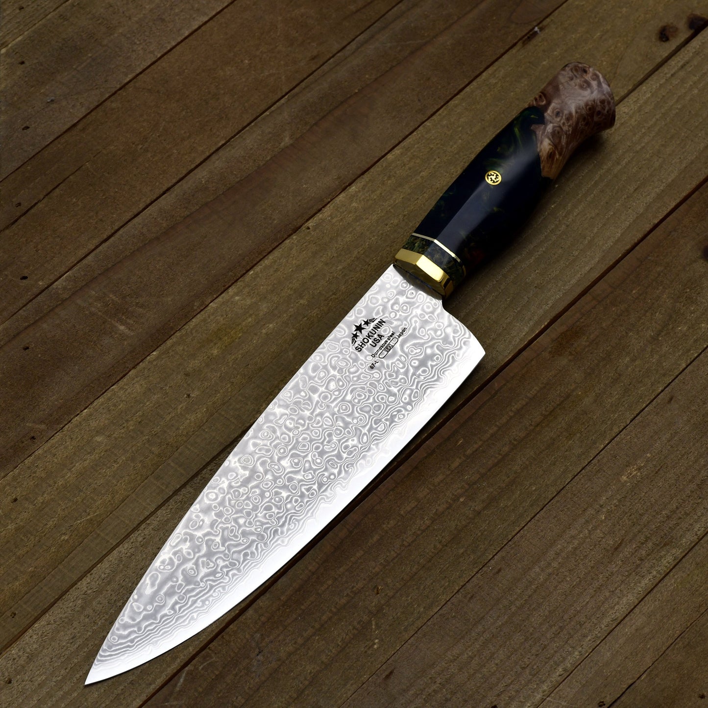 Shinobi VG10 Handmade Damascus Chef Knife with Exotic Olive Wood Handle
