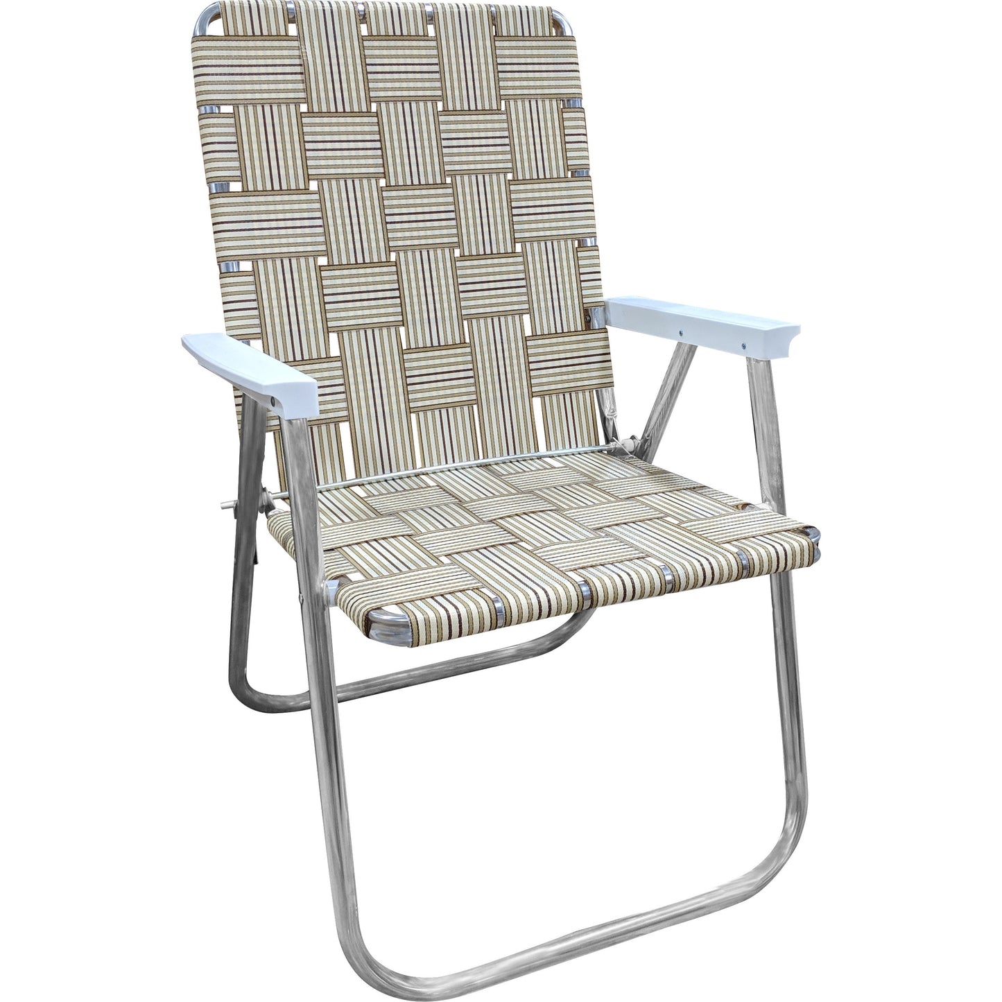 Tan Stripe Classic Lawn Chair