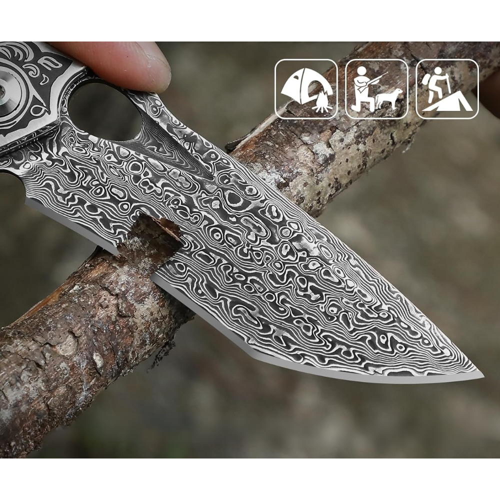 Magnum VG10 Damascus Pocket Knife with Exotic Red Sandal Wood Handle