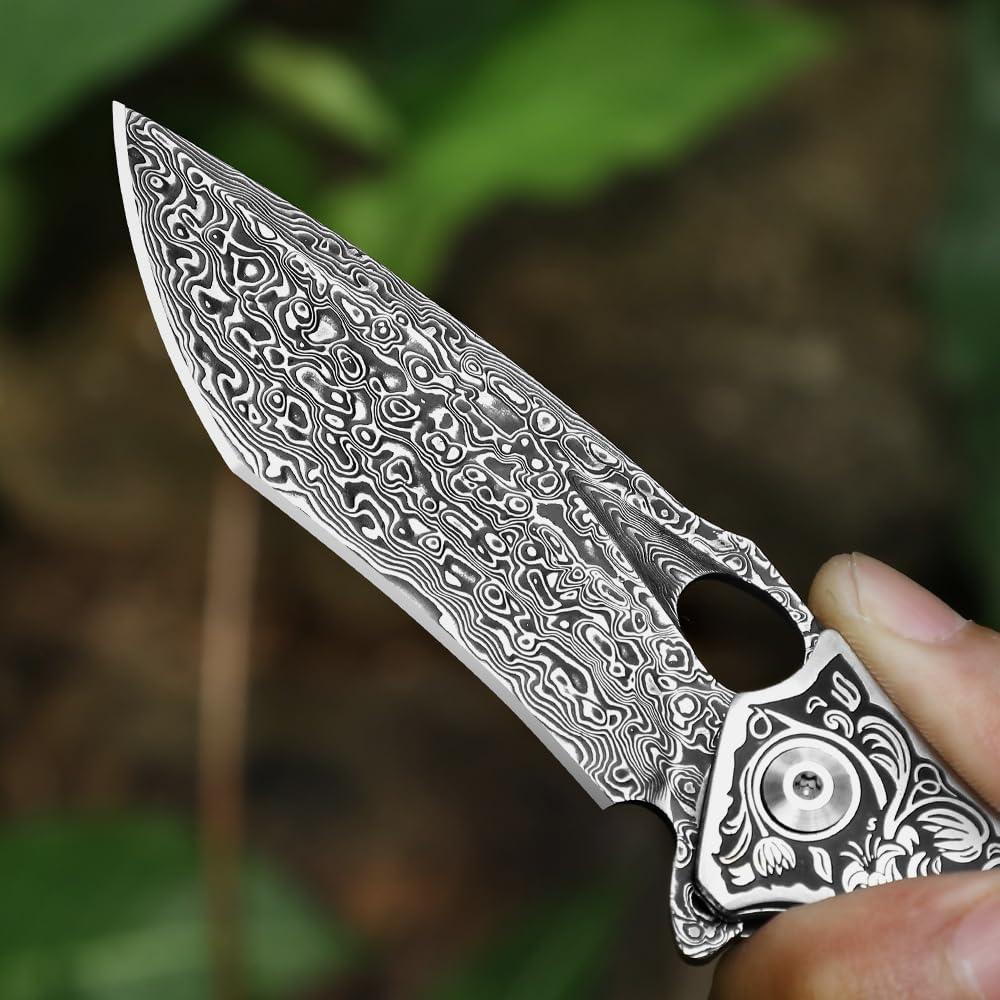 Magnum VG10 Damascus Pocket Knife with Exotic Red Sandal Wood Handle