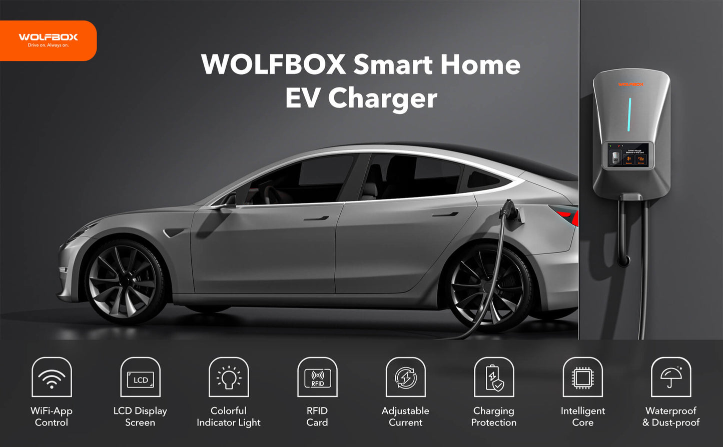 WOLFBOX Level 2 EV Charger with WiFi and Bluetooth