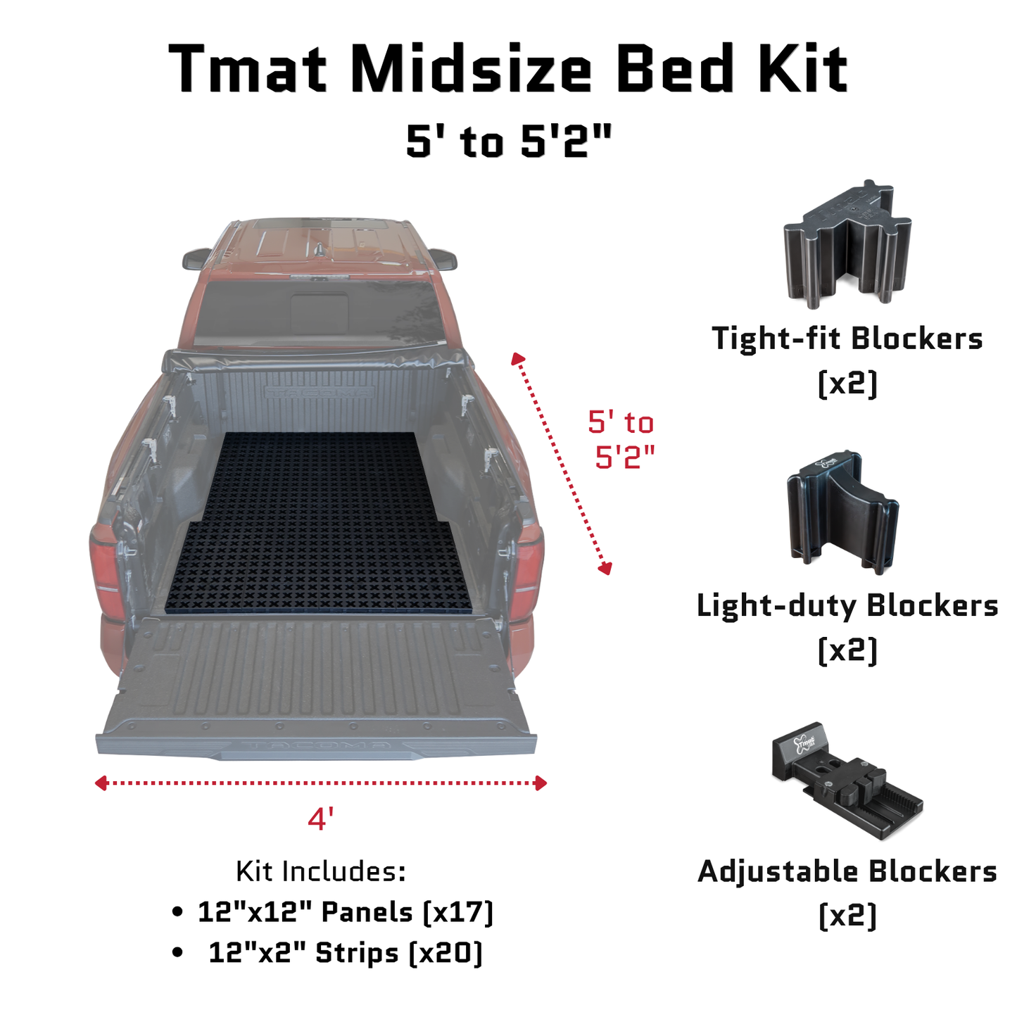 Tmat Midsize Truck Bed Organizer Slide Out Mat | Universal Fit