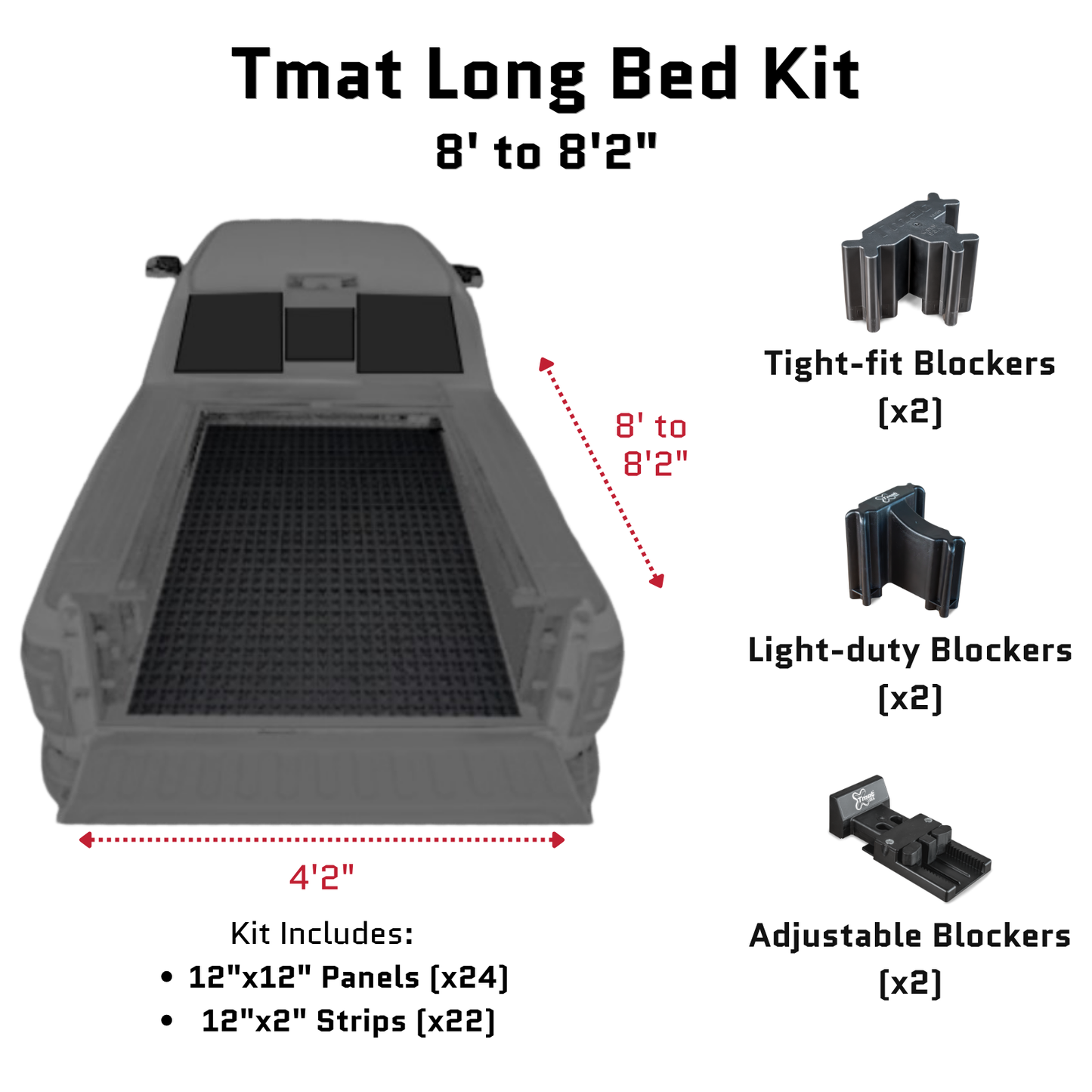 Tmat Truck Bed Organizer Slide Out Mat | Universal Fit for Long Beds 8' to 8'2"