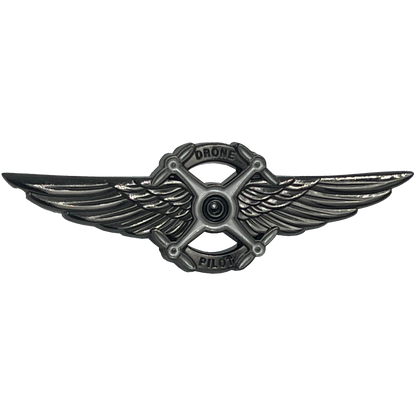 BL5-013 Full size UAS FAA Commercial Drone Pilot Wings pin Black Tactical