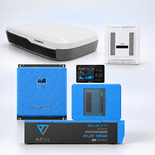 BLUETTI 5kWh RVSolar 48V Power System + Dometic 48V FreshJet Air Conditioner + Heat Pump