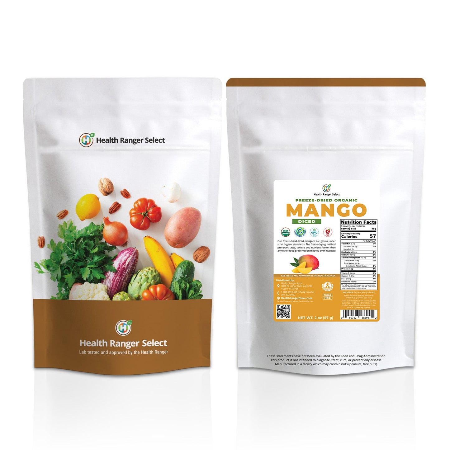 Organic Freeze-Dried Mango Diced 2 oz (57g) (Best Before Date: Sept 10, 2026)